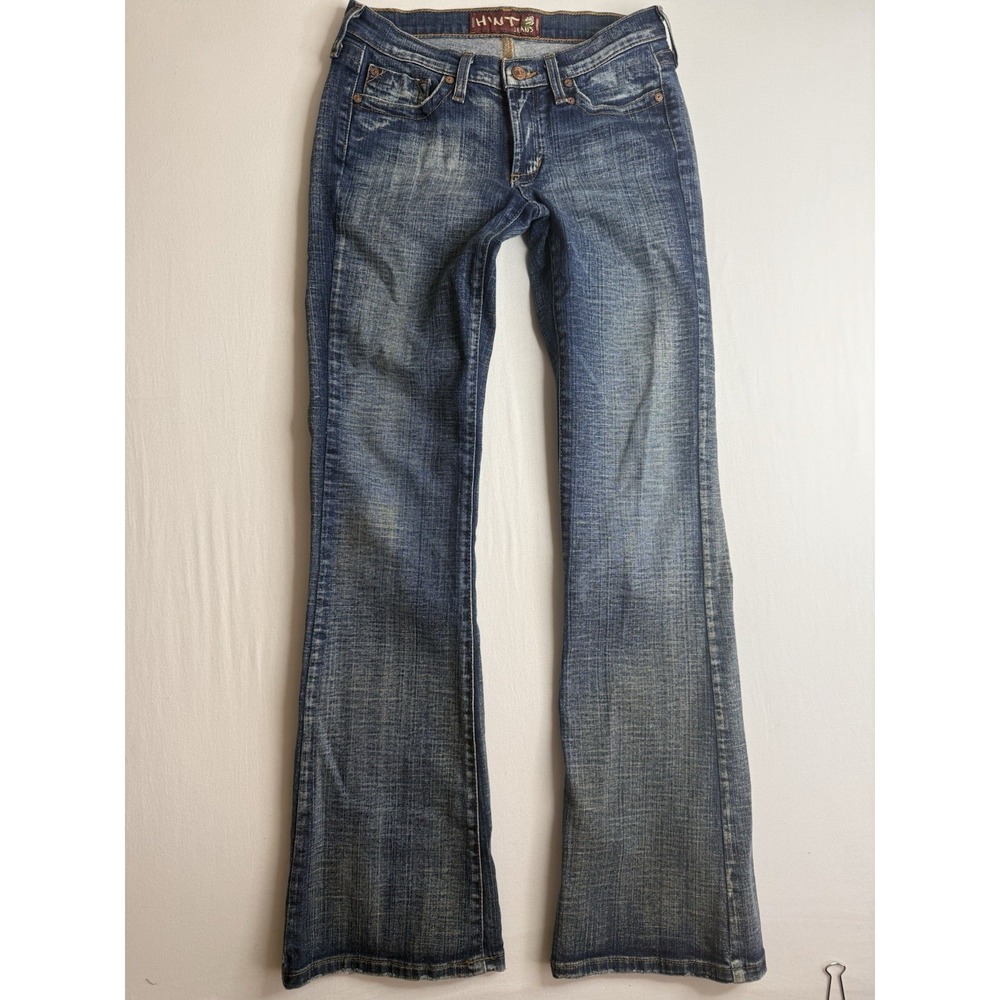 Y2K Hint Women's Jeans Dark Wash Fading Boot Cut Juniors Size 5 Stretch Denim